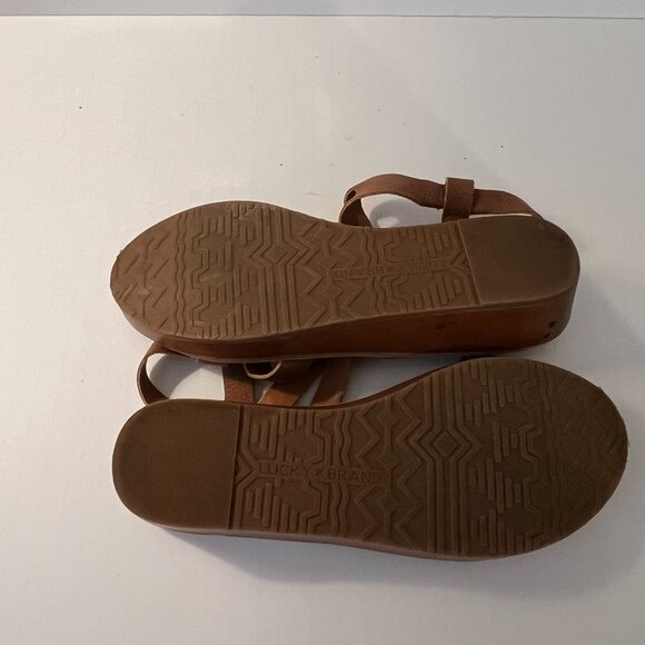 LUCKY BRAND Brown Leather "Hecilia" Ankle Strap Wedge Sandals Women's Size 8.5M - Picture 12 of 12